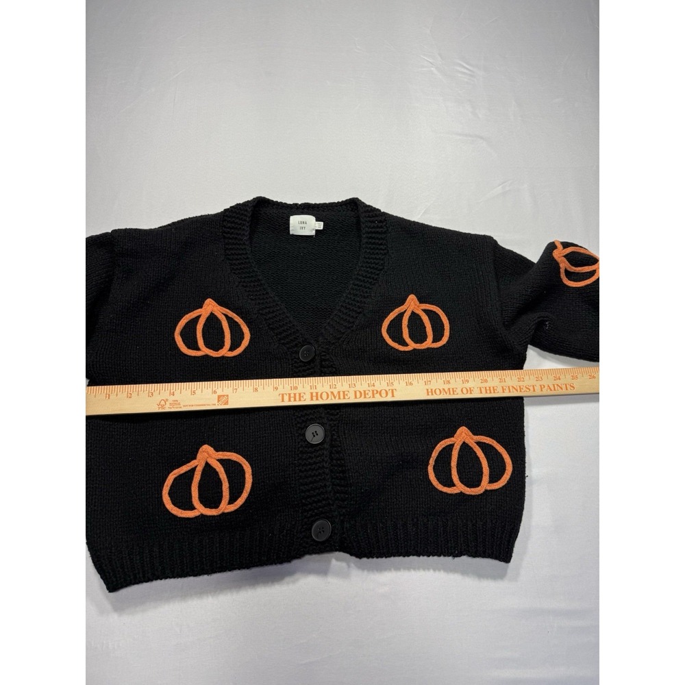 Luna Ivy Womens XS Halloween Pumpkin V-Neck Knit Button-Front Cardigan Sweater - Picture 5 of 6